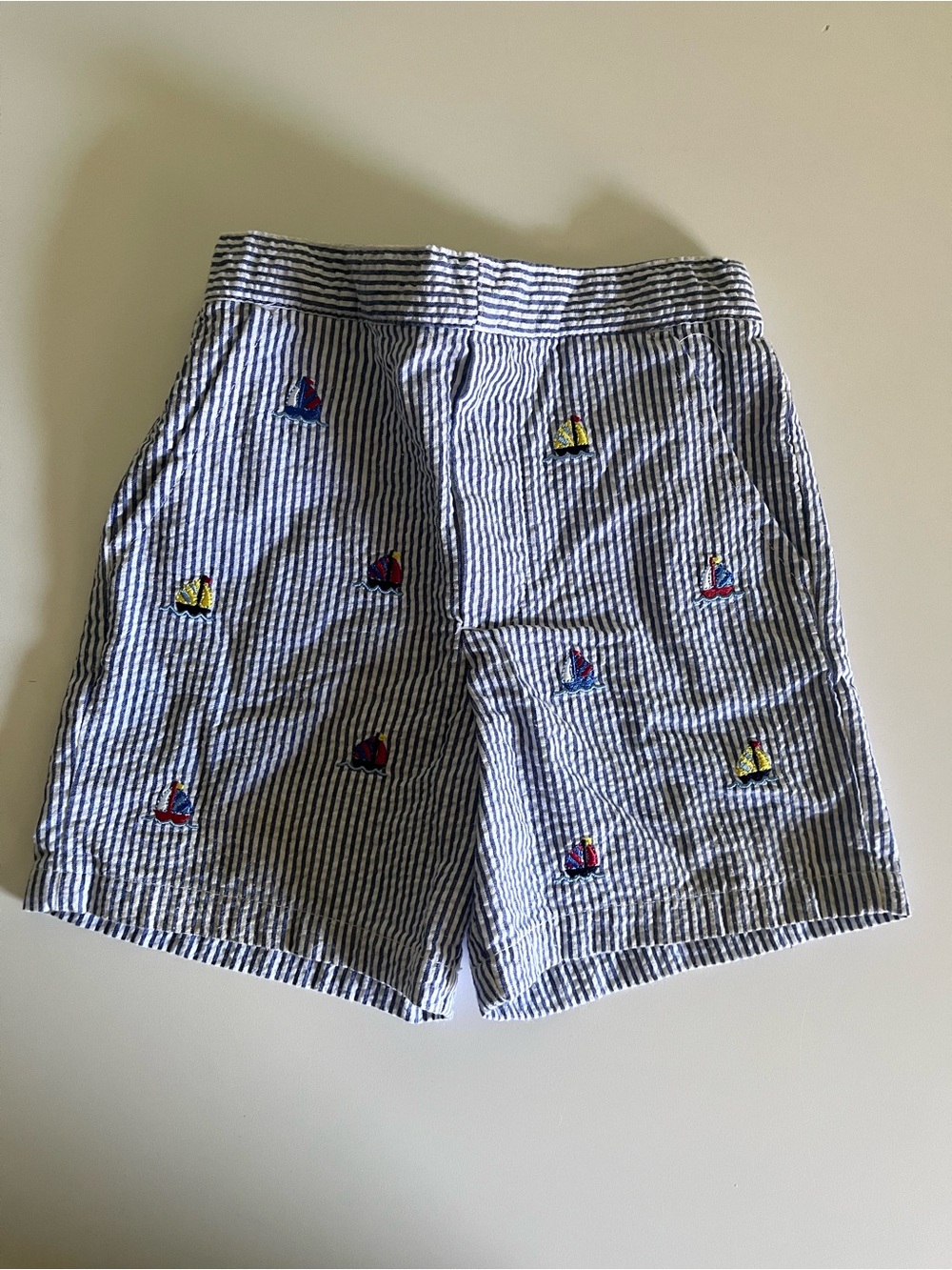 Starting Out Kids Seersucker Embroidered Sailboat